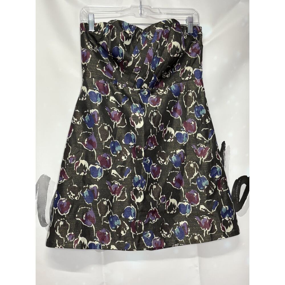 American Eagle Vintage Y2K Strapless Tulip Print Dress Sweetheart Romance Zip‎
